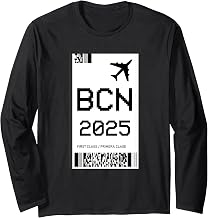 Barcelona 2025 vacation flight ticket boarding pass airport Long Sleeve T-Shirt