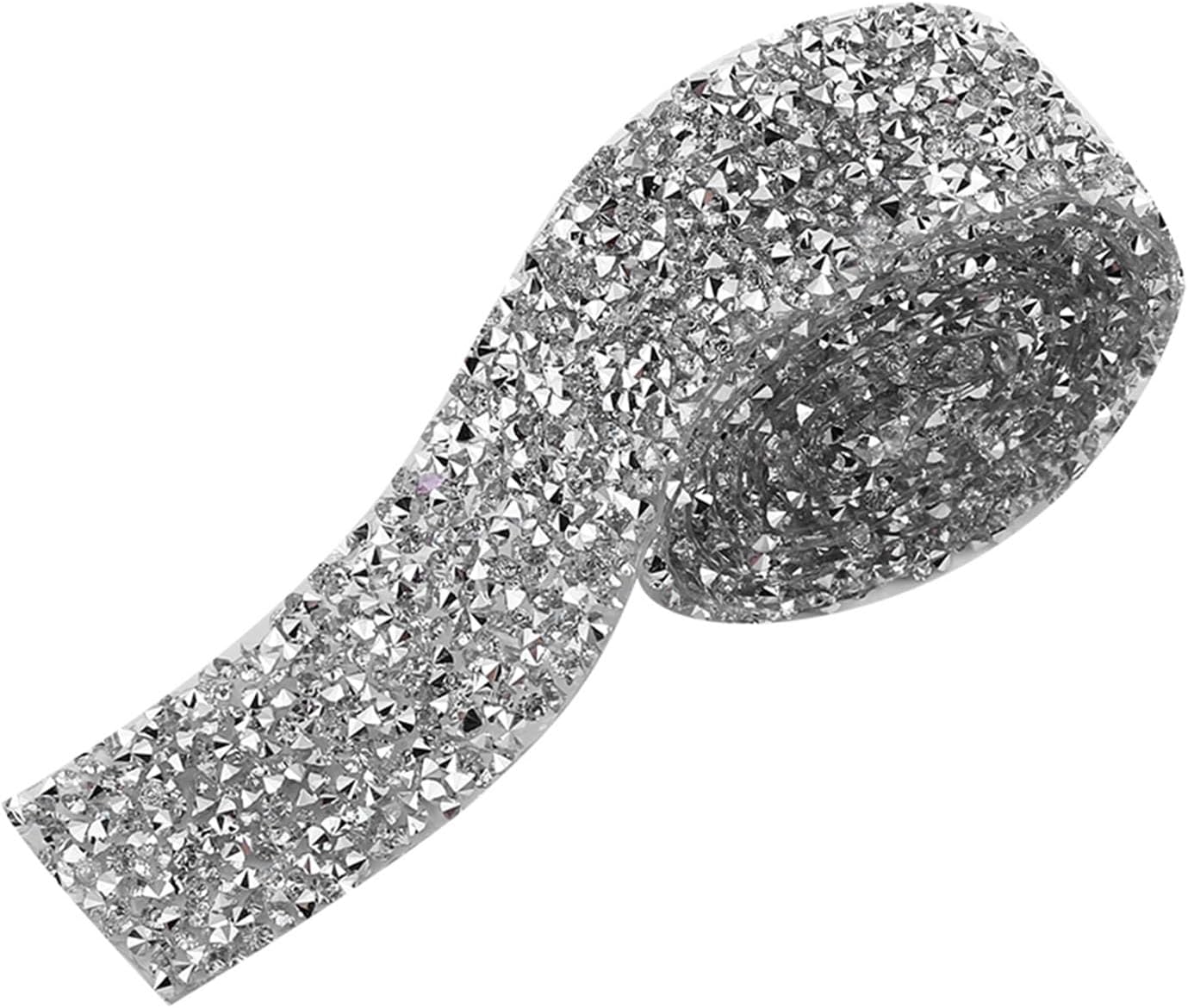 Amazon.com: Silver Crystal Rhinestone Ribbon TOPINCN Sparkling ...
