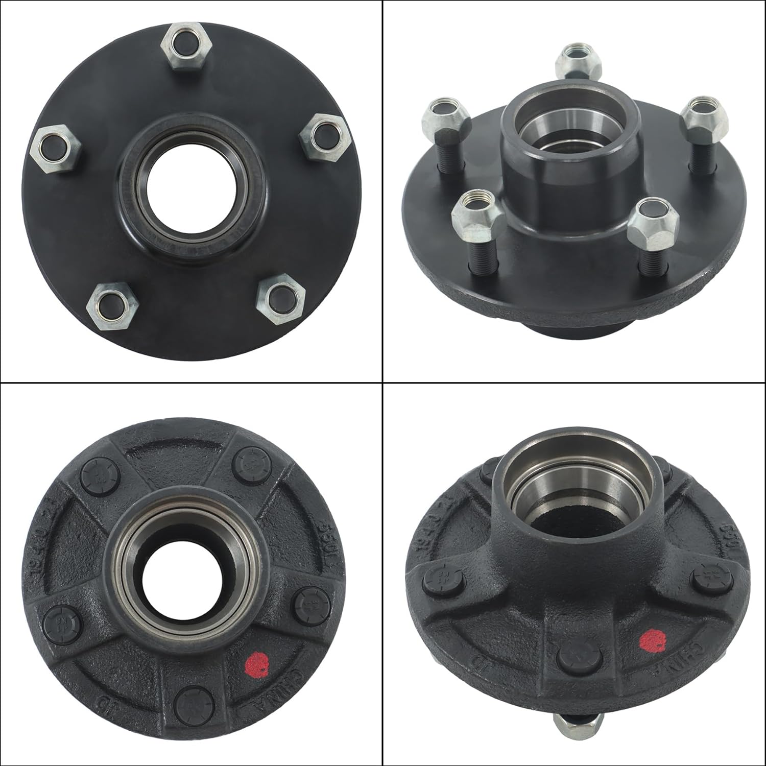 GXYWADY 2 Sets 5 on 5 Inch Trailer Hub Kit with Trailer Bearing Kit Replacement for 3500 lbs 84 Spindle (5 Pieces/Set)