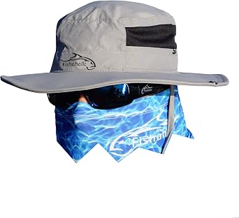 Fishoholic Fishing Hat - UPF50+ Sun Protection Wide Brim Hat - Boonie, Bucket with 2 Adj Straps