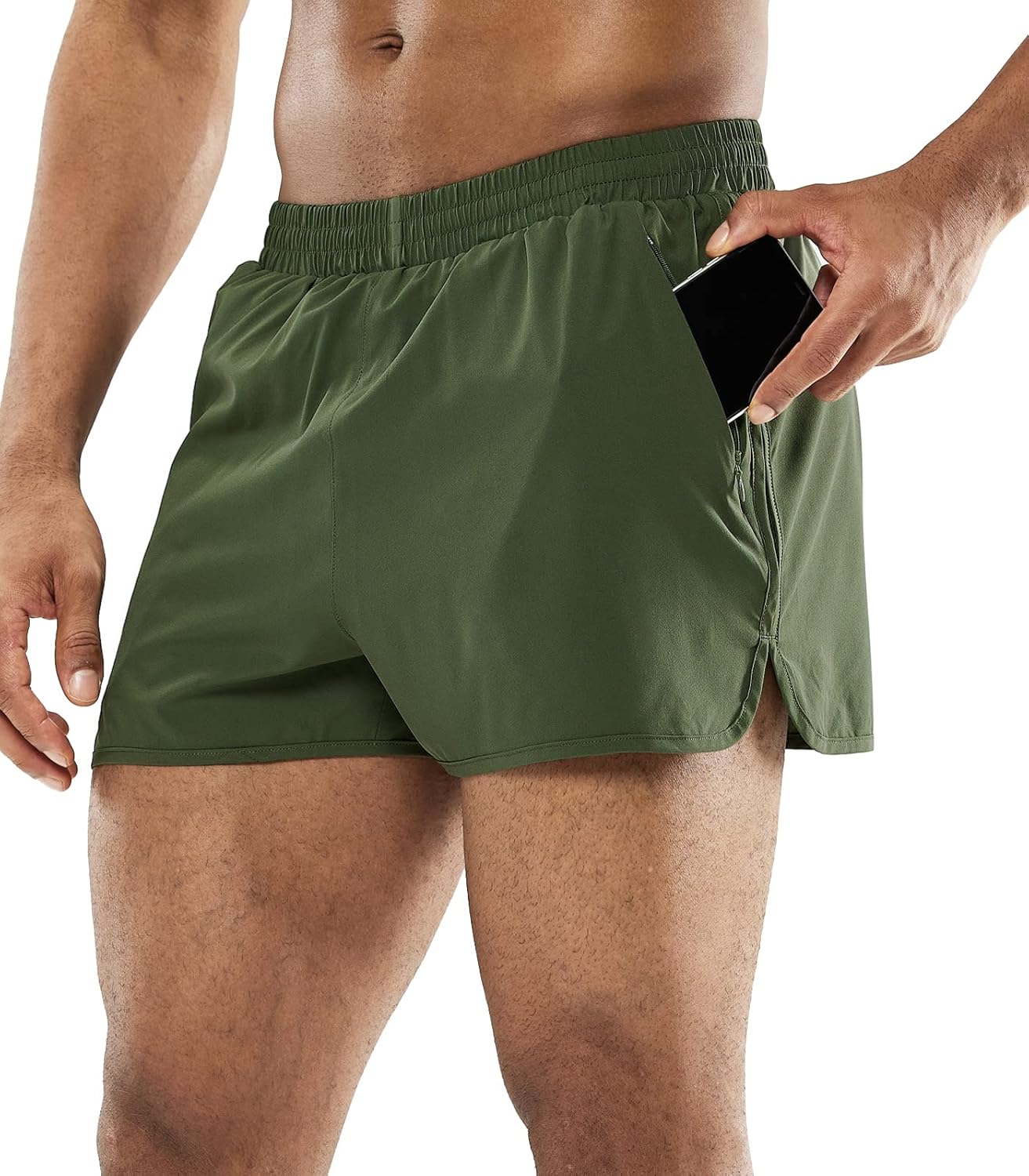 MIER Men's 3 Inches Quick Dry Running Shorts Liner Lightweight Water Resistant Athletic Workout Activewear Zip Pockets : Clothing, Shoes & Jewelry