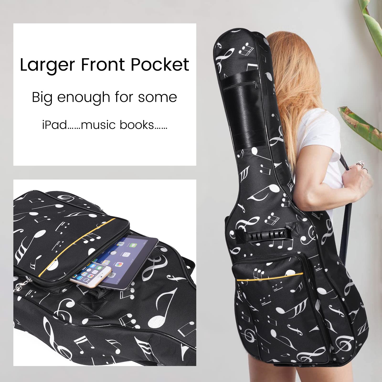 ele ELEOPTION Resistente al Agua Oxford Bolsa de Guitarra 39/40/41 Inch Caso Musical Patrón Nylon Gig Bag para Guitarra Eléctrica Bolsa de Transporte Acolchada para Guitarra acústica y clásica