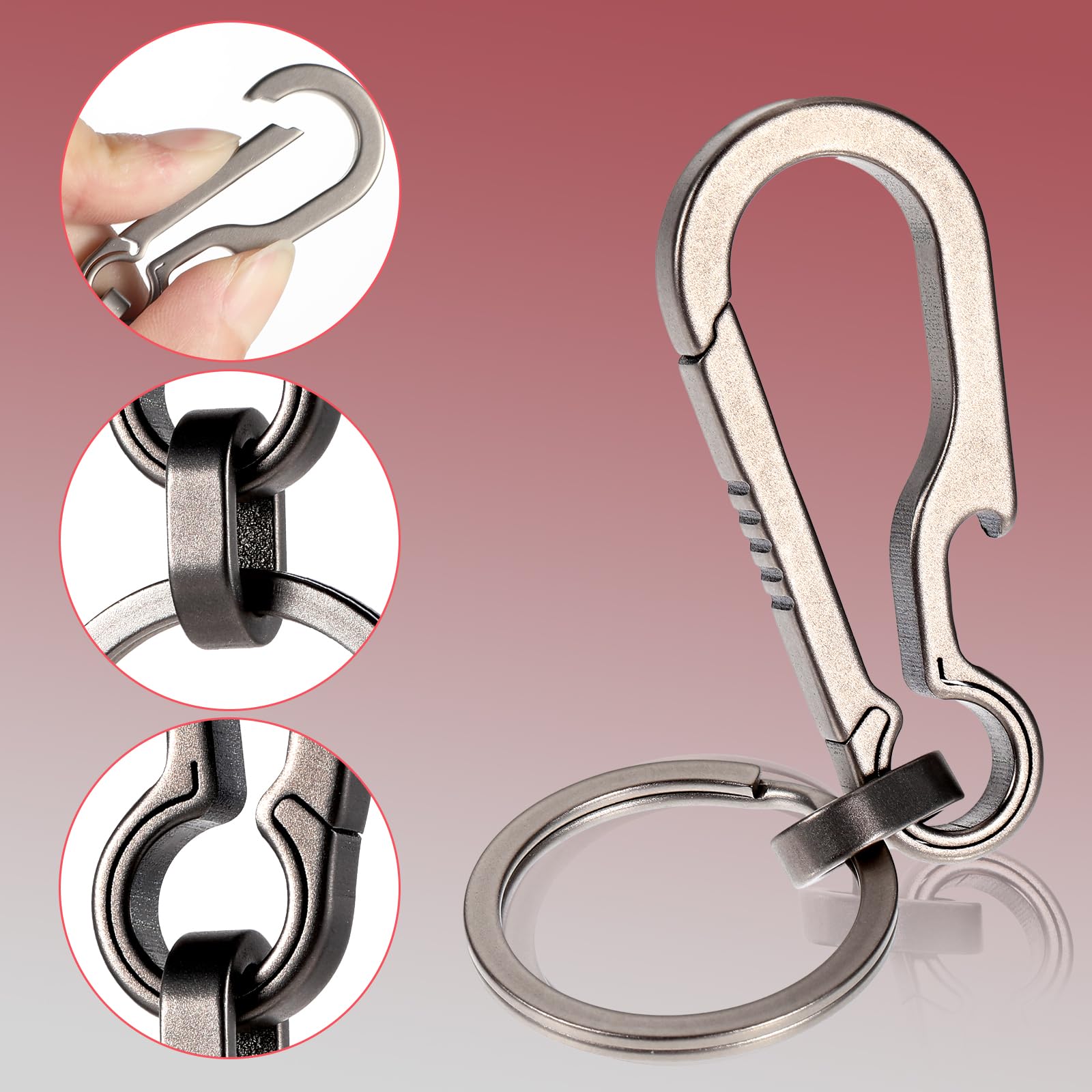 Key Ear Sorter Swivel Snap Hook Clip 4Pcs Stainless Steel Carabiner Keychain Nail ...