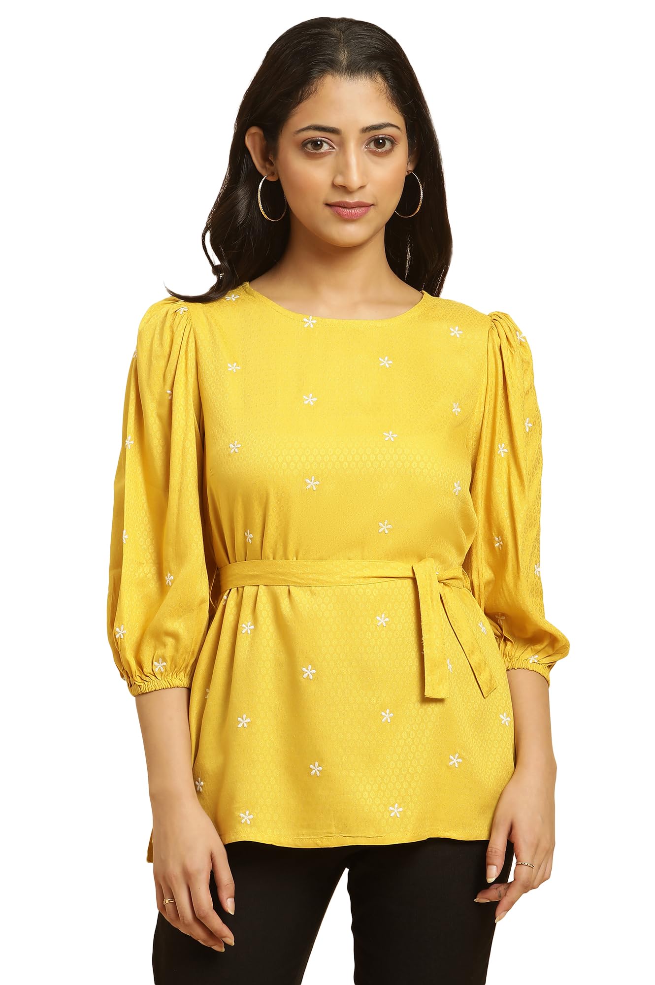 w for woman Women Minimal Embroidered Western Regular Fit Top with Belt-picture-45