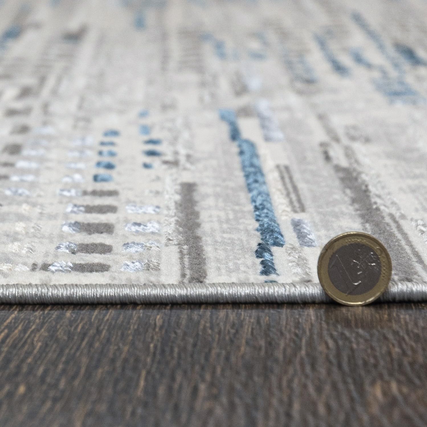Mazovia Groß Teppich Wohnzimmer 200x300cm Anthrazit Blau Abstrakt Weich