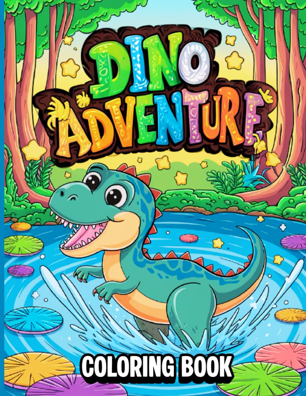 Dino Adventure Coloring Book: Cute Dinosaurs, Simple Scenes, and Plenty of Space for Creativity