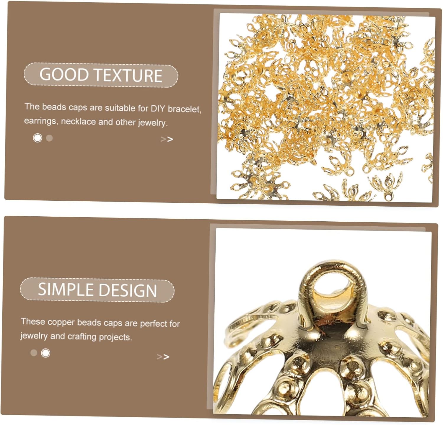 STOBOK 200 pcs receptacle Bracelet Component bead DIY Hair Accessories Materials copper end cap jewelry spacer