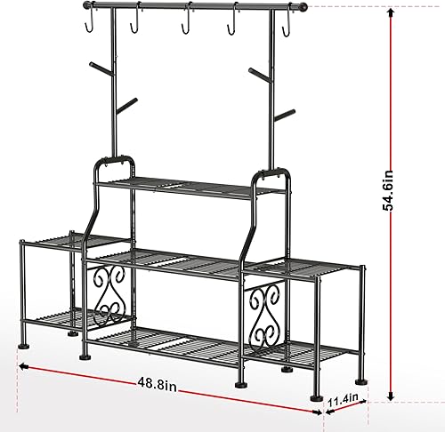 Miniatura 3 de GIOTORENT Soporte alto de metal para plantas de 3 niveles para interiores y exteriores, estante resistente para plantas para jardín, patio, balcón