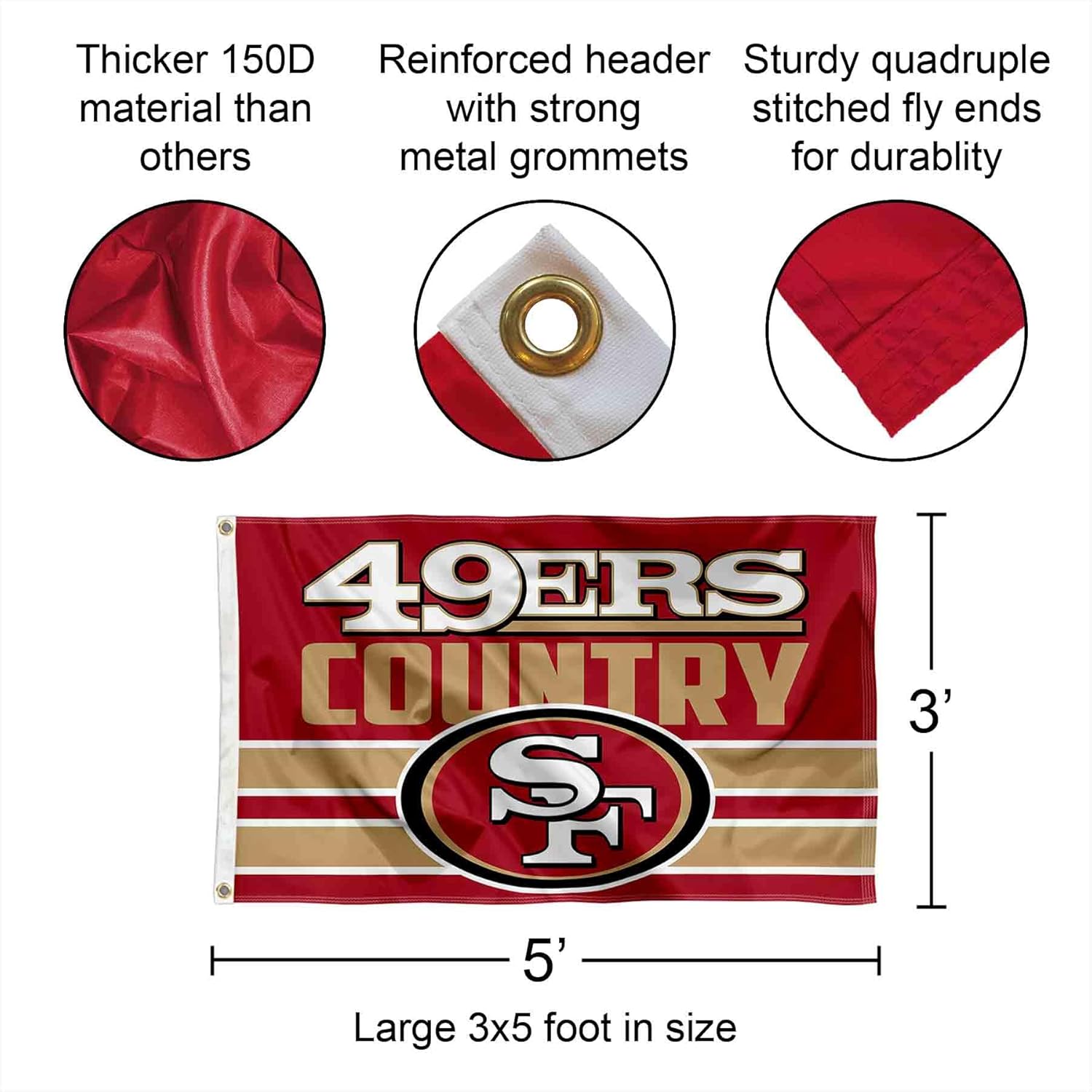 Team 49er Country 3x5 Flag - Image 2