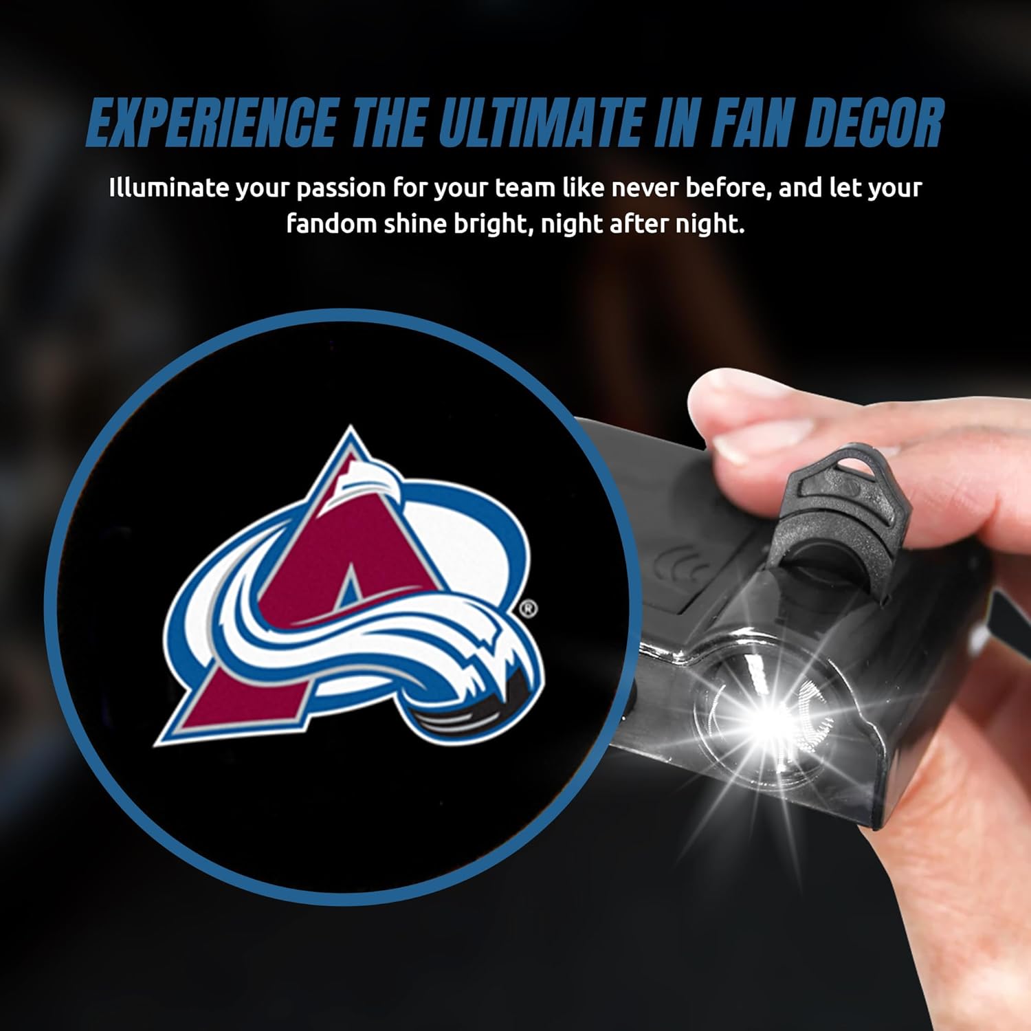 Sporticulture NHL American Hockey Colorado Avalanche - Car Door Lights Logo Shadow Display - Car Accessories with One Team Logo Slide - Compatible for Most Car Models - Battery Powered, 2.5” x 2.5”