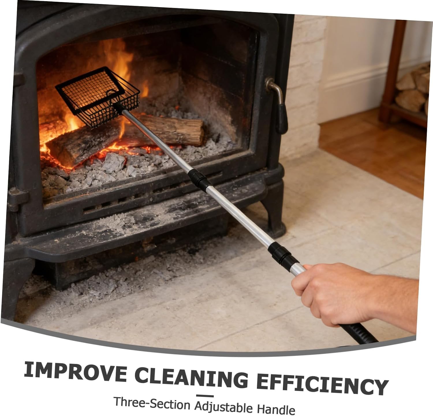 Charcoal Ash Shovel with 3 Section Adjustable Handle for Wood Stoves