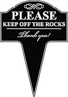 Vista 2 de Letrero de aluminio con texto en inglés «Please Keep Off The Rocks» para patio, 10 x