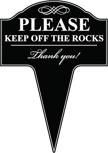 Miniatura 2 de Letrero de aluminio con texto en inglés Please Keep Off The Rocks para patio, 10 x