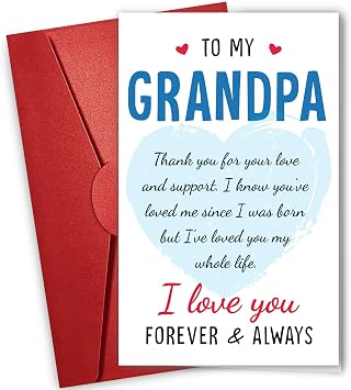NewEleven Fathers Day Card For Grandpa - Grandpa Birthday Gifts, Gift For Grandparents From Kids, Child - Birthday Gift, Heartfelt Message, Fathers Day Card For Papa - Greeting Card