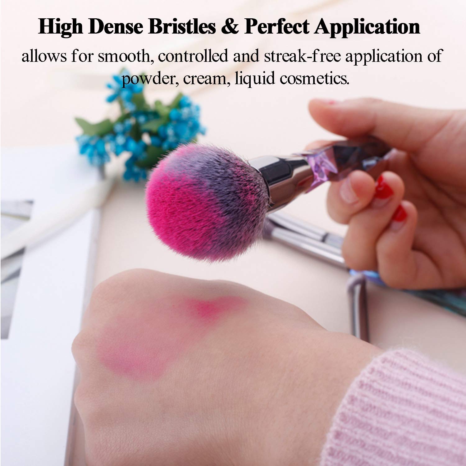Adpartner 10PCS Makeup Brushes Popular Crystal Style Makeup Brush Set, Premium Synthetic Bristles Cosmetic Brush Professional Face Foundation Concealer Blush Eye Shadow Makeup Tools