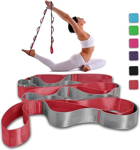 Miniatura 2 de SANKUU - Correas de yoga para estiramiento con 12 bucles, póster de entrenamiento, correas para estiramiento, equipo de terapia física, bandas