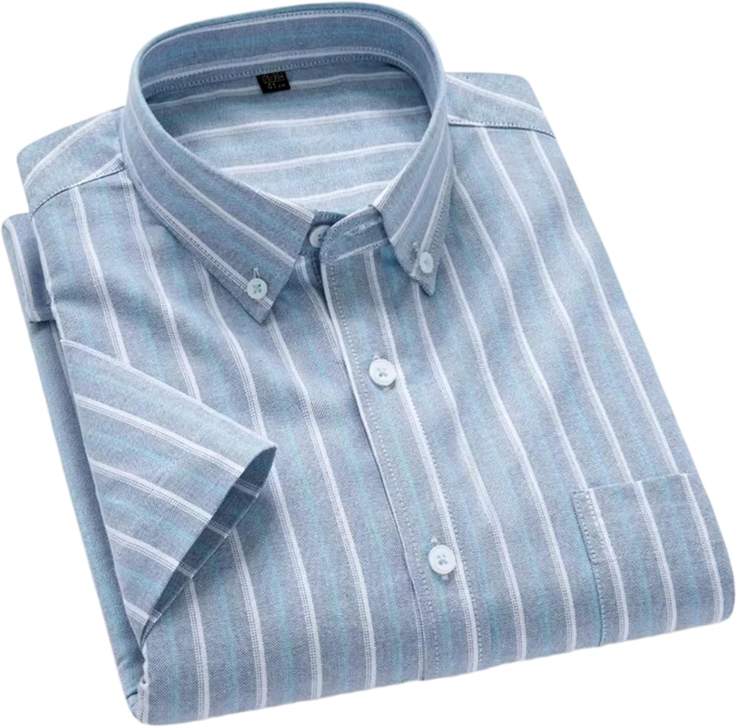 Men's Summer Stripe Short Sleeve Shirts Cotton Casual Business Formal Regular Fit