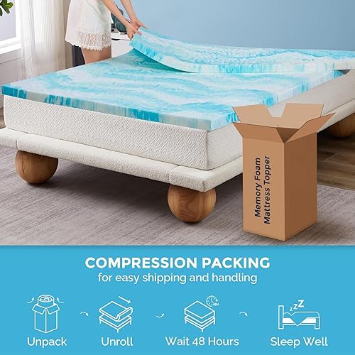 Miniatura 7 de Cubrecolchón, cubrecolchón de espuma viscoelástica de gel de 4 pulgadas, individual, certificado CertiPUR-US