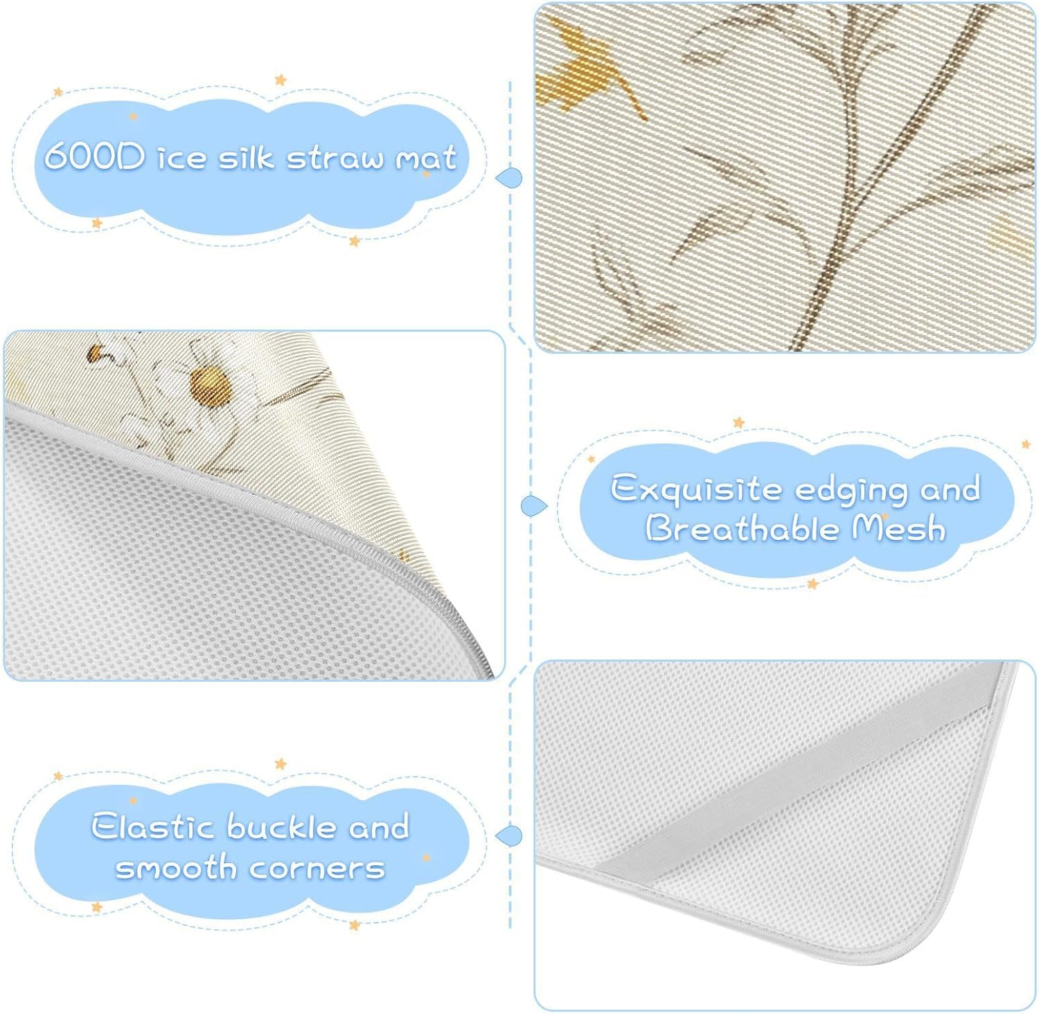 Rustic Daisy Flowers Beige Cooling Baby Mattress pad Waterproof 28" x 52" Breathable Mattress Protector Pads for Baby&Toddler