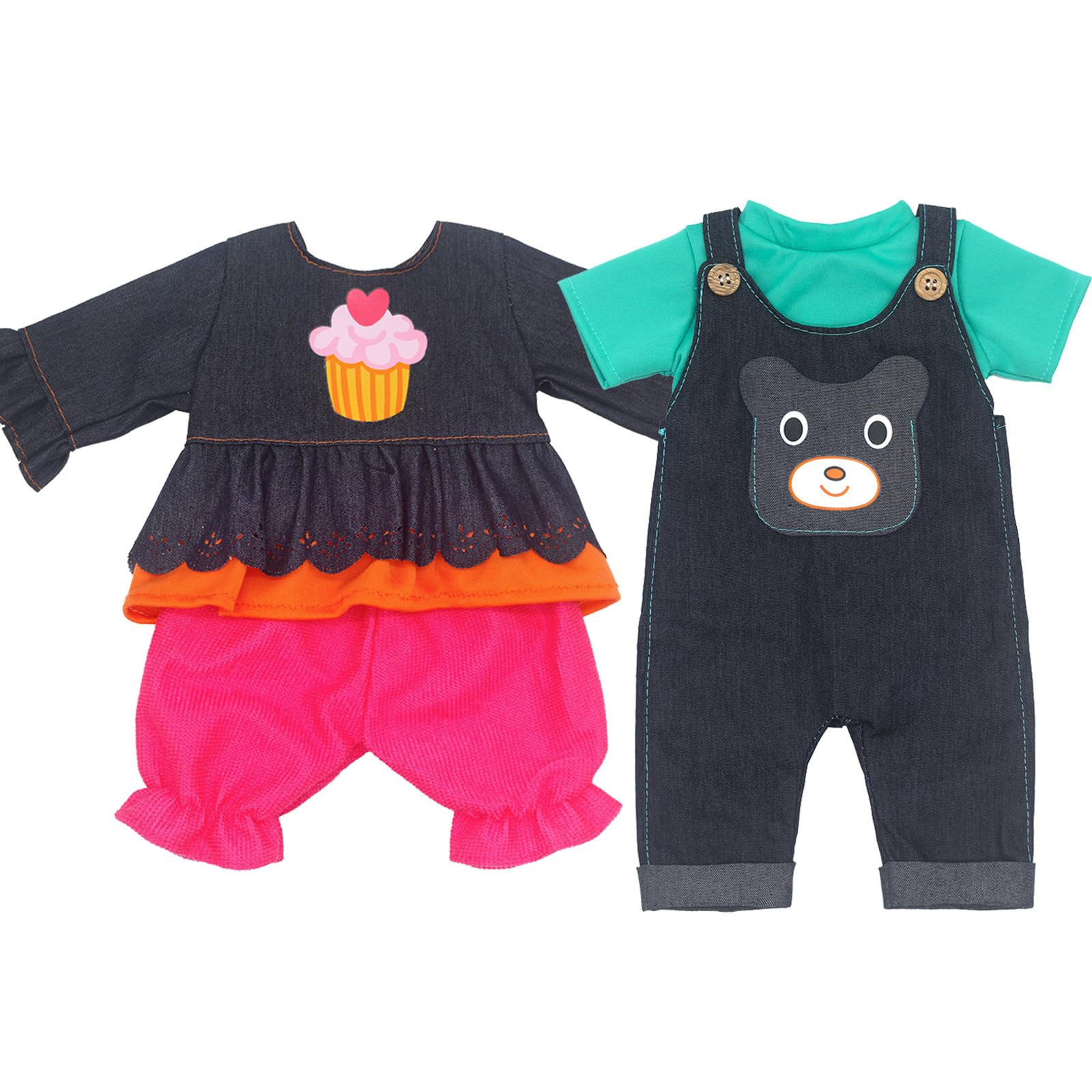 ZWOOS Ropa para Muñecas 35-43 cm, Ropa de Algodón a la Moda y Pantalones Compatible con Baby Born, Baby Annabell, Nenuco y Más, Regalos para Niñas y Niños, Paquete de 2