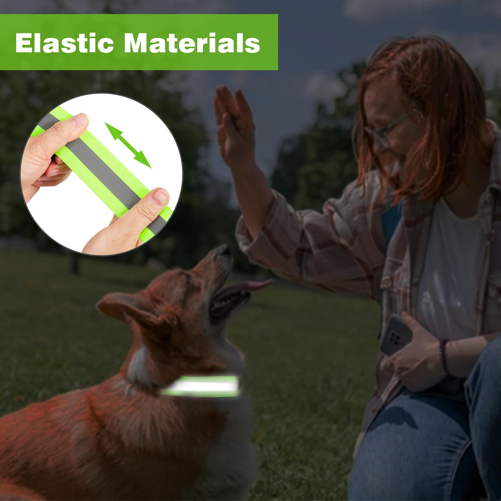 Lot de 4 bracelets réfléchissants - Équipement de sécurité - Haute visibilité - Pour la course, le vélo, le chien