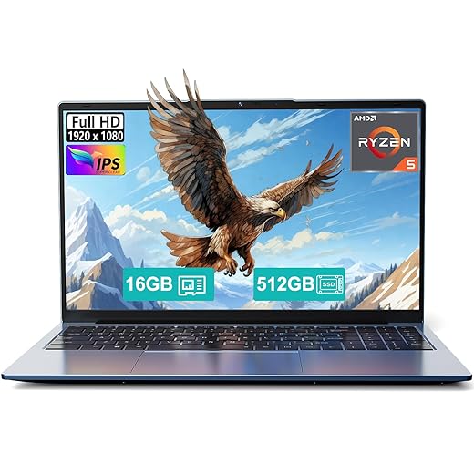15.6" FHD Student-Laptop AMD Ryzen 5(Beat i5-1135G7, Up to 3.7GHz), Radeon Vega 8 GPU Gaming-Laptop with 65W Fast Charging BT5.0 Webcam Privacy Shutter Numpad for Office Home Study