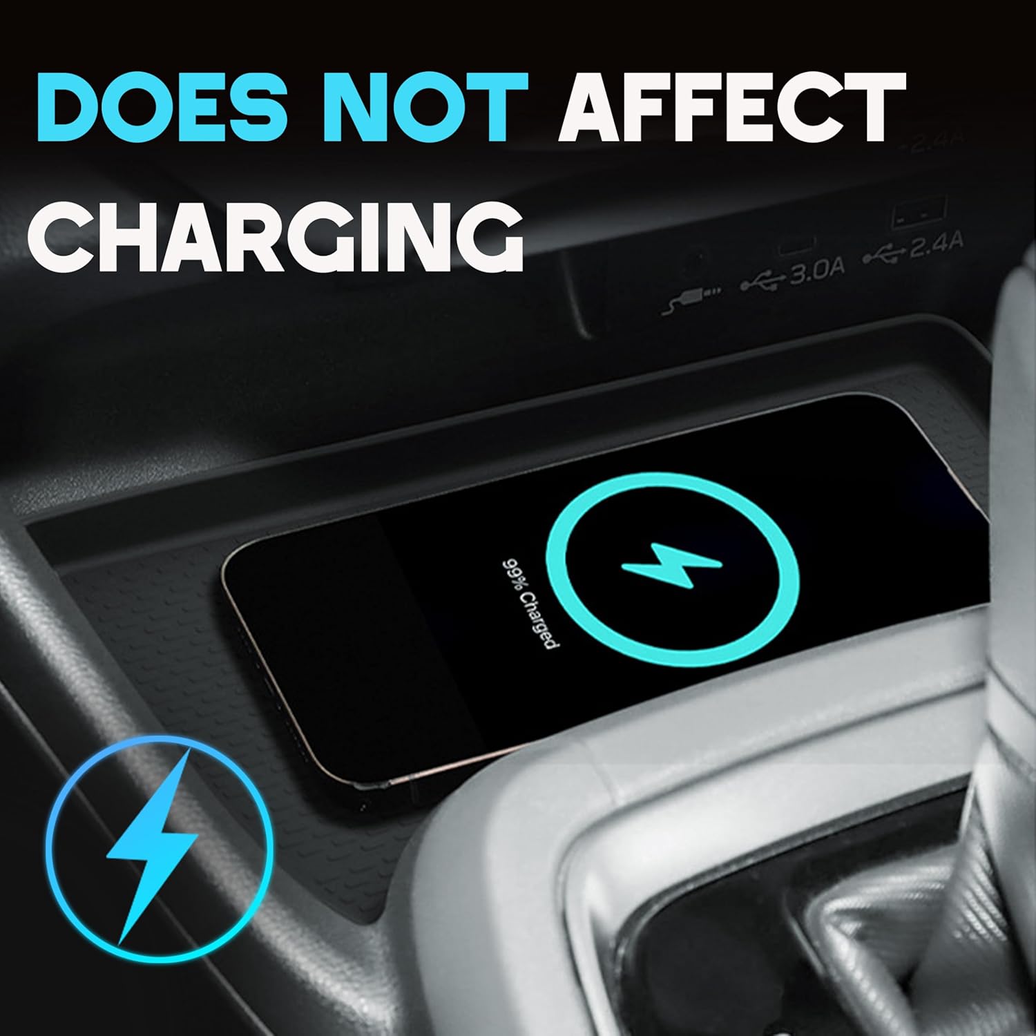 Cup Holder Insert & Wireless Charging Pad for Subaru Crosstrek/Impreza 2026 2025 2024 Accessories Center Console Cup Holder Wireless Charging Protective Mat Interior Decoration Black