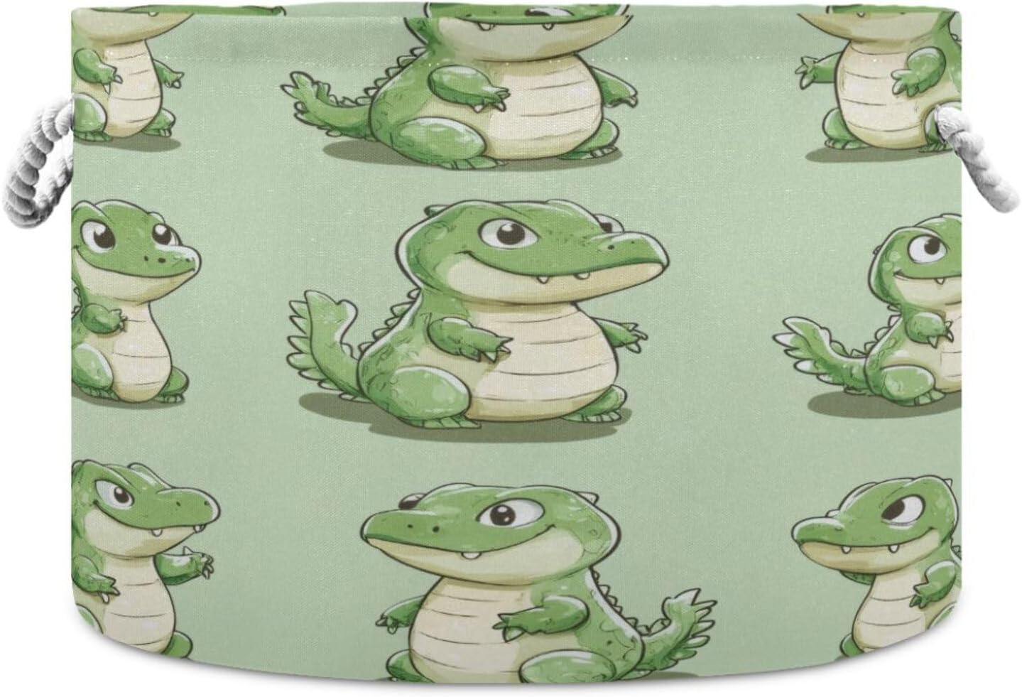 Cute Crocodile Cotton Rope Baske,20" X 20" X 14" Woven Baby Soft Waterproof Laundry Baskets with Handles,Toy Basket for Storage,Living Room,Toy,Blankets,Clothes