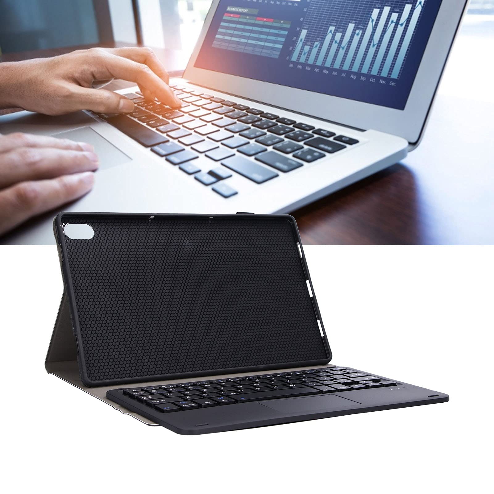 Dioche Tab P11 Plus Funda para Tableta con Teclado Teclado Inalámbrico Abs, TPU Teclado Inalámbrico Desmontable Cfor OMPuter Accesorios con Cubierta de Cuero Artificial (Negro)