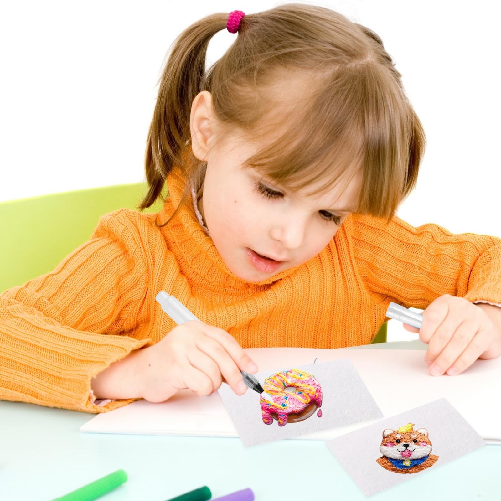 Set De Pintura Mágica 3D Magic Puffy Paint Con 24 Rotuladores, 10 Cadenas De Perlas Y Mini Caballete, Ideal Para Manualidades Infantiles