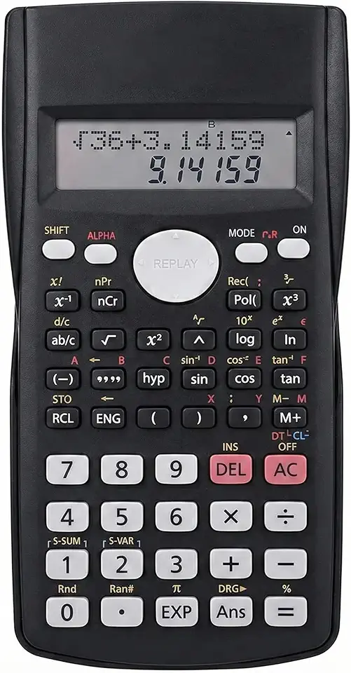Calculadora Científica de Engenharia, 240 Funções, Display de Linha Dupla, Ideal para Escola e Escritório (Preto)