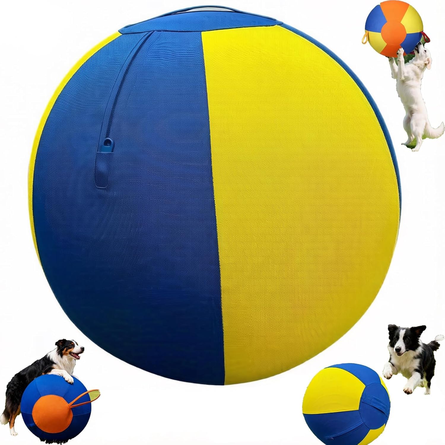 Xyliovora Herding Ball for Dogs, Giant Inflatable Dog Ball with Tear-Resistant Handle Cover & Pump, Durable Calming Toy for Border Collies, Large Breeds Training & Outdoor Exercise (TYPE C 45CM)
