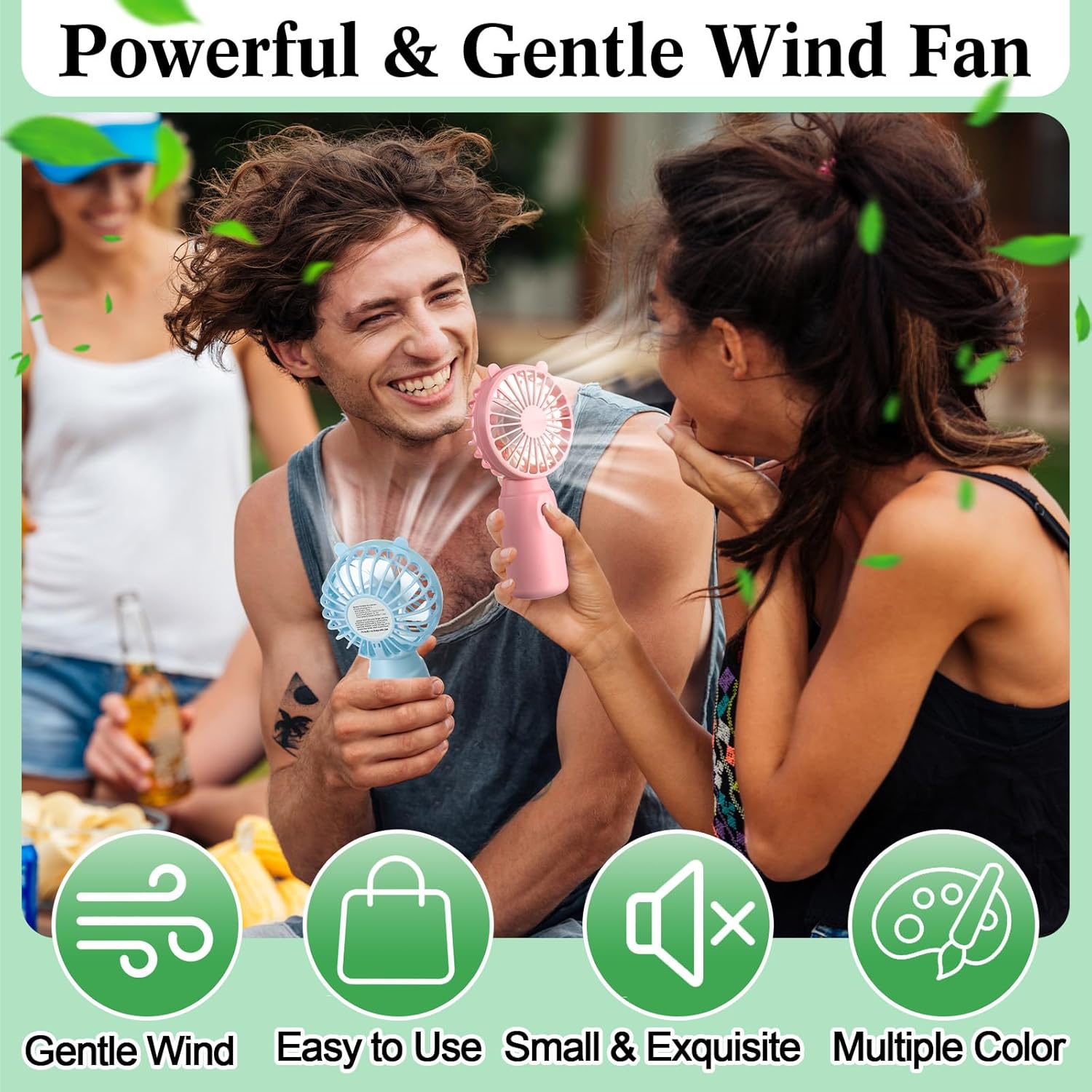 48 Pcs Mini Portable Fans Bulk Handheld Battery Operated Fan with Lanyard for Makeup Eyelash, Cooling Lightweight Pocket Personal Fans for Indoor Outdoor Travel Use (Pink Blue White Green)