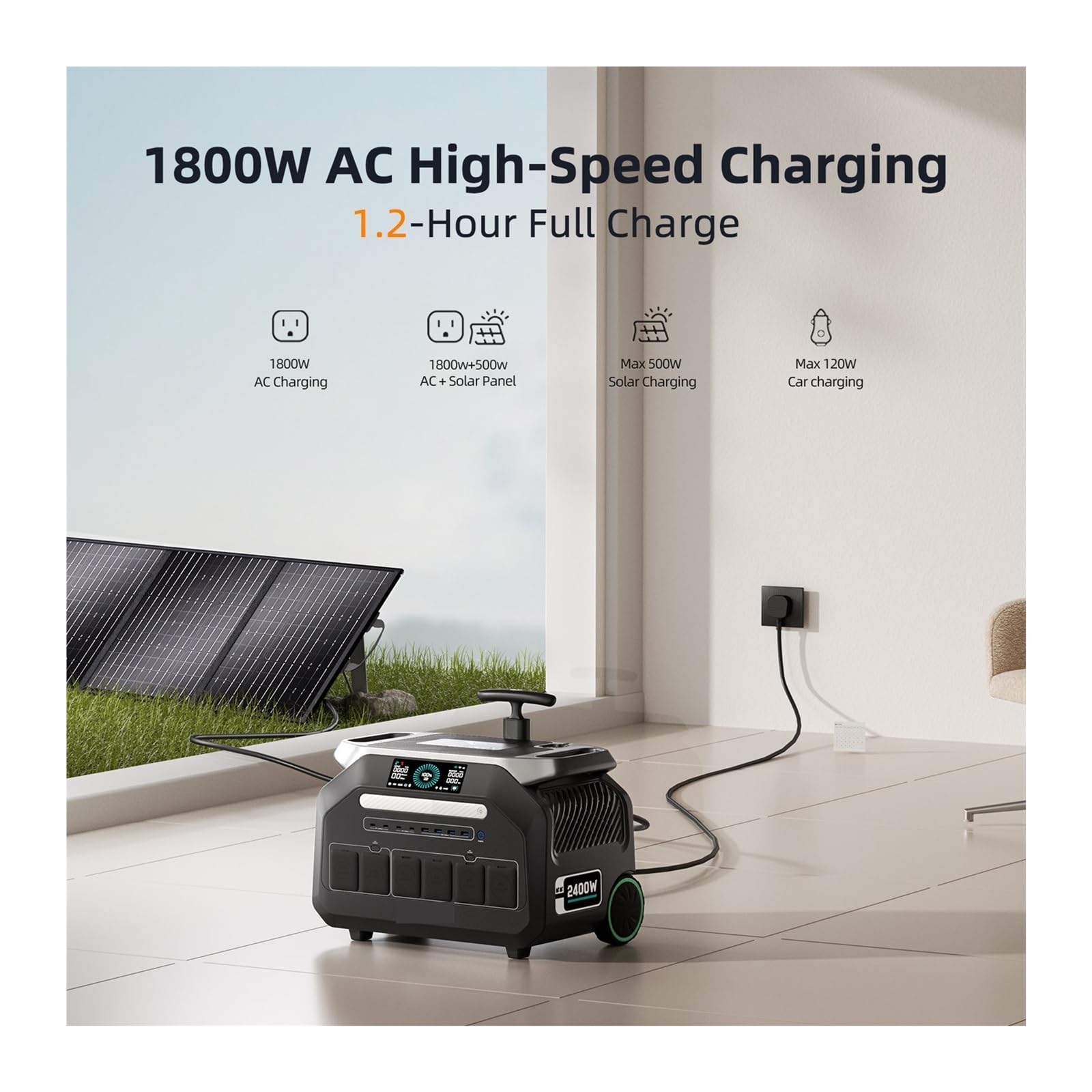 IEE P2400 2400W Centrale Électrique Portable 2048Wh Life Camp Génération Solaire APP Contrôle Avec Lumière Sortie Ca/sortie PV Inupt Haute éNergie