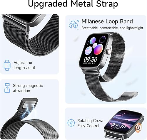 Miniatura 8 de aeac Relojes inteligentes para mujer, reloj inteligente para mujer (todo negro)