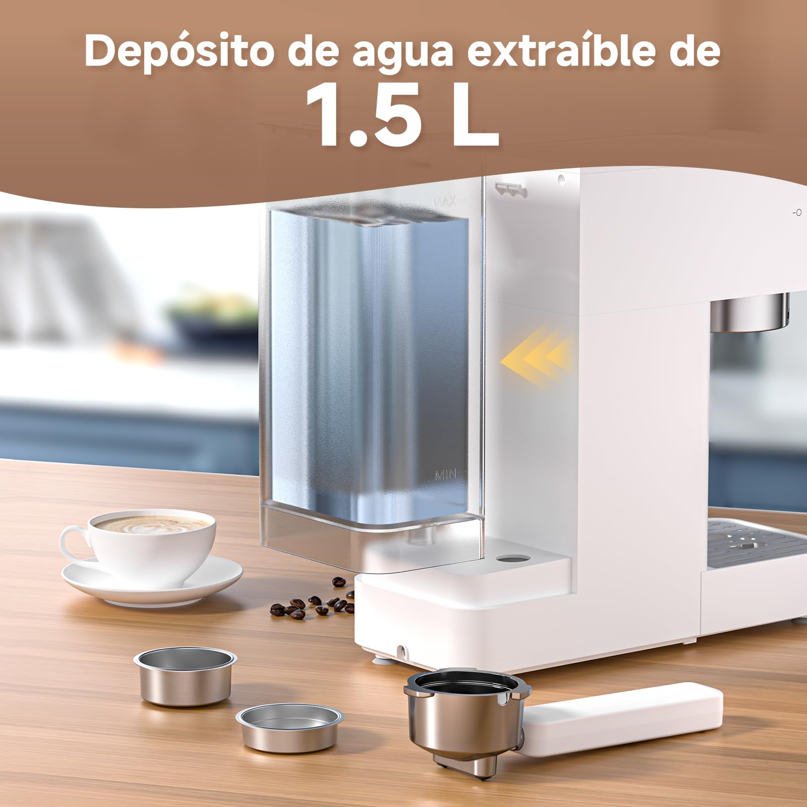 AMZCHEF Machine À Café Expresso 20 bars, avec mousseur à lait professionnel, petite machine à café pour cappuccino, latte et macchiato, réservoir d'eau de 1,5 L, blanche