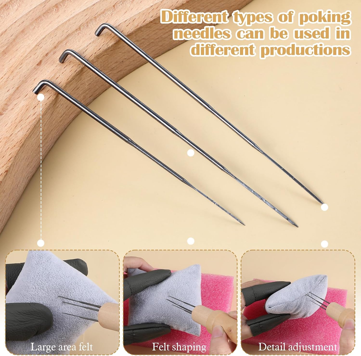 MSHHDK 36Pcs Needle Felting Tool, Needle Felting Supplies, Needles Felt with 3 Size 30 Pcs Needles, Wooden Handle, Finger Guard Foam Pad for Beginner & Professional DIY Felt Wool Project