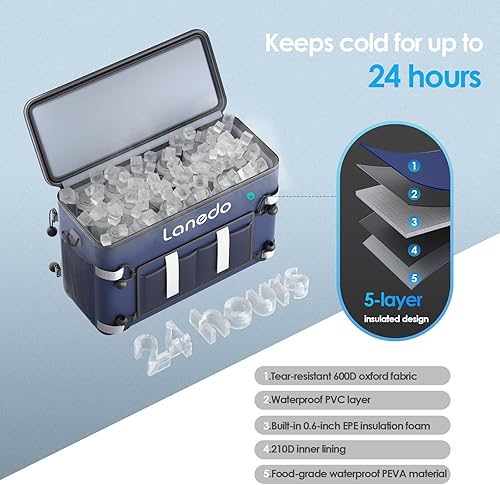 Miniatura 4 de Deep Freeze Cooler - Bolsa enfriadora de lados suaves, baúl de hielo plegable con aislamiento para 34 latas, enfriador grande a prueba de fugas para