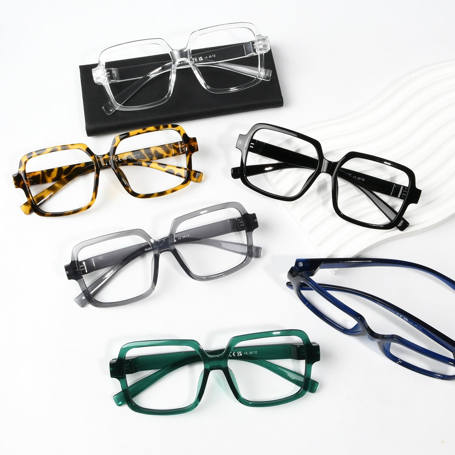 Eyekepper 6 Pack Metalless Screwless Spring Hinges Reading Glasses Oversized Square Readers for Men Women +2.50