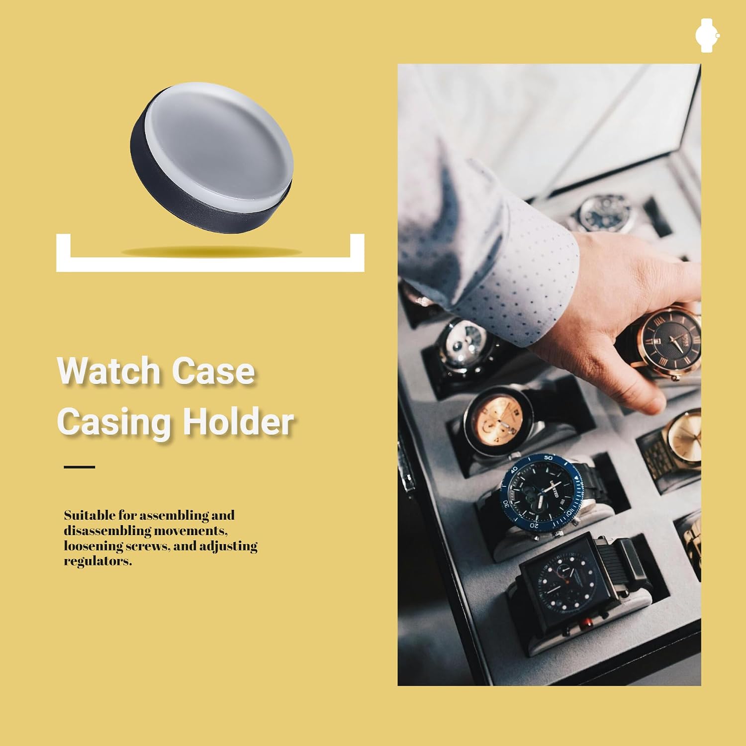 Gugxiom 75mm Watch Case Casing Cushion Tool, Transparent Soft Rubber Non Slip Watch Movement Cushion Pad Holder, Watch Repair Tool for Repair Watches