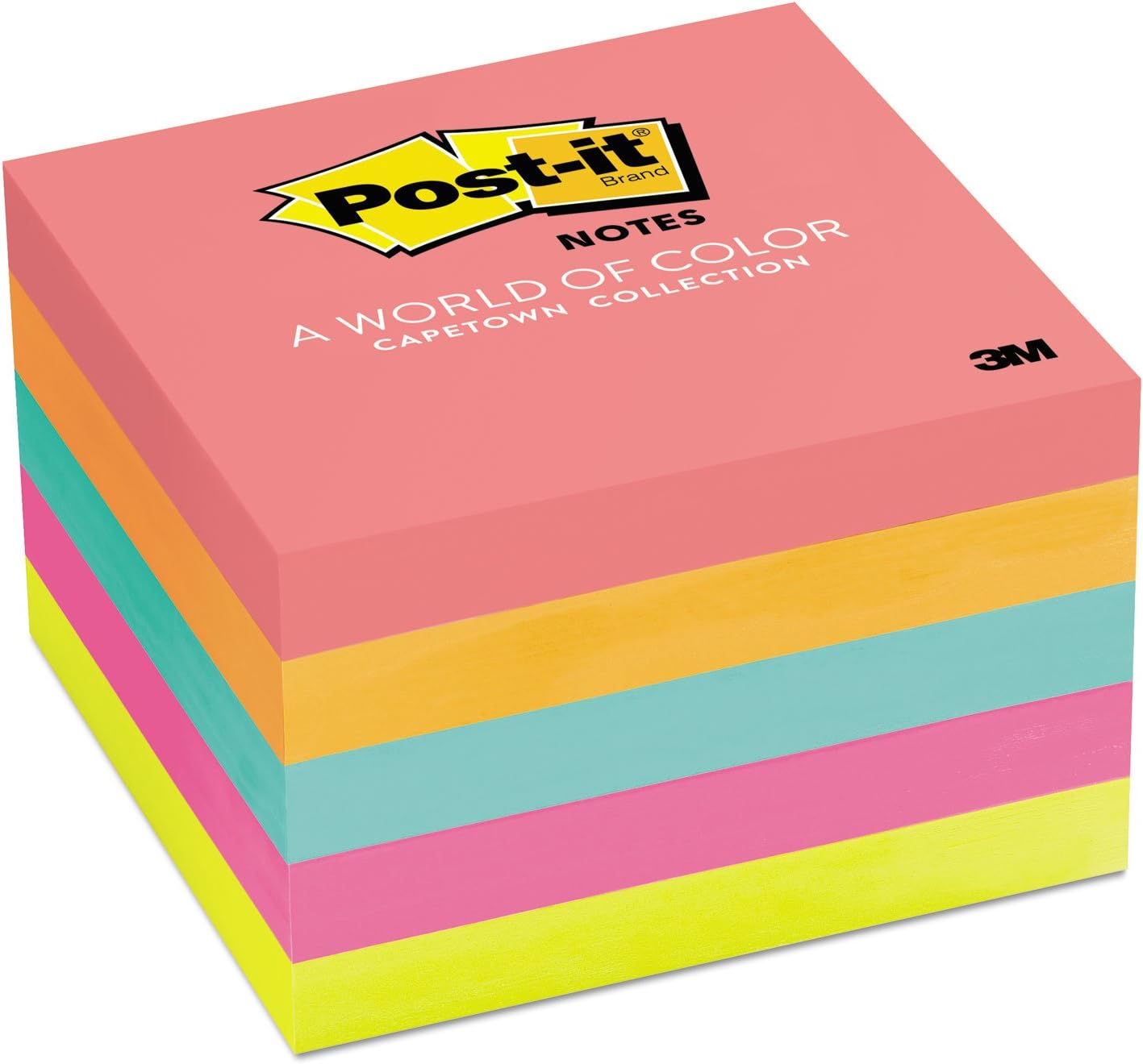 Post-it 6545PK Original Pads in Cape Town Colors, 3 x 3, 100-Sheet, 5/Pack