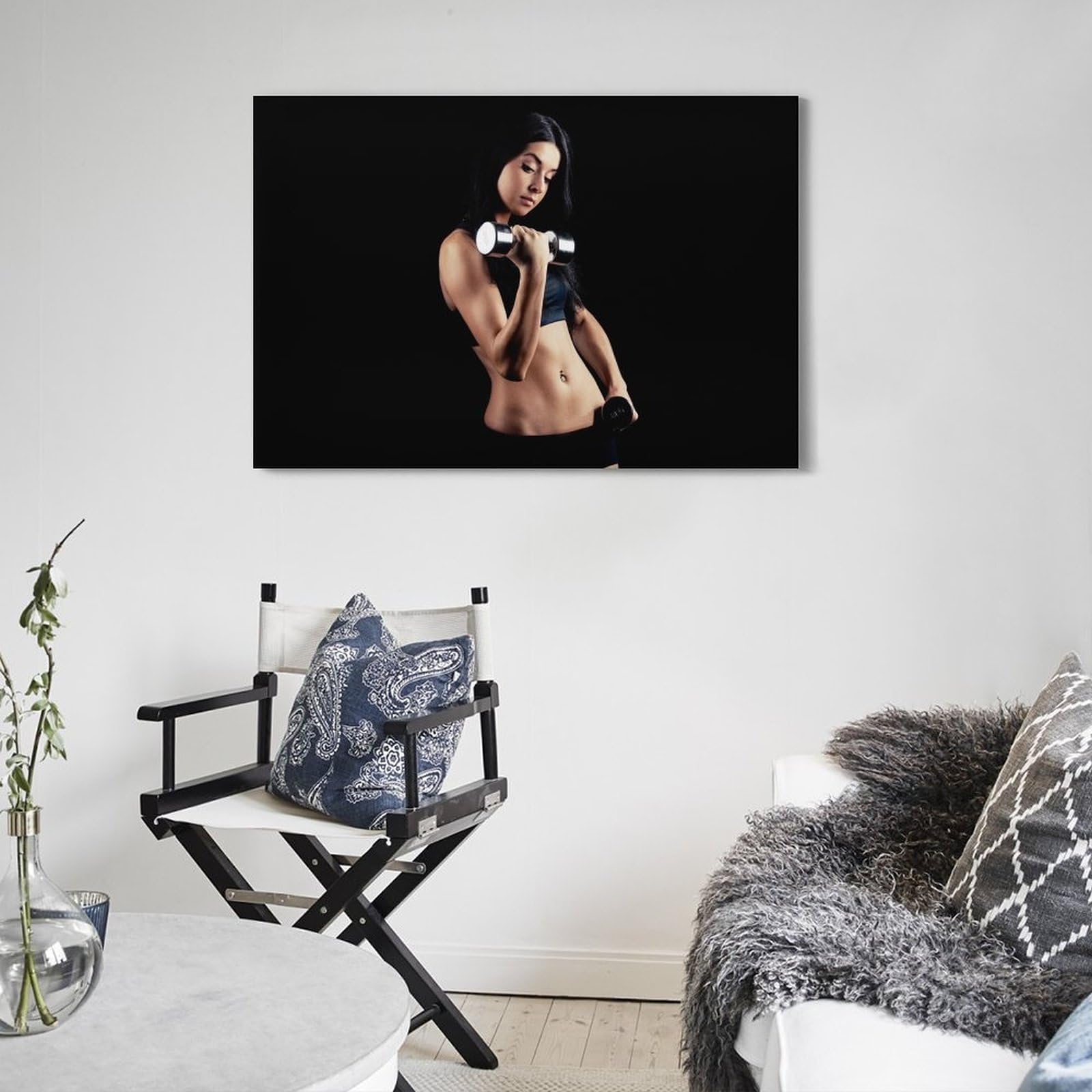 Poster decorativo da parete su tela, con manubri alternati, per allenamento fitness, poster decorativo da parete, poster decorativo per camera da letto, 60 x 90 cm