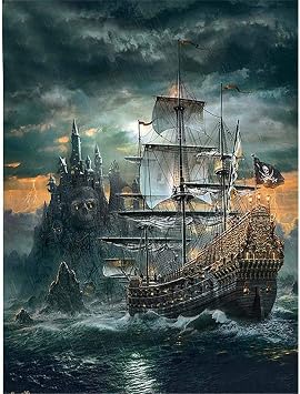 1000 Pieces Jigsaw Puzzles for Adults Teens Pirates Sailboats Fun Game Props Educational Toys Decompressing Intellectual Puzzles Gift for Easter Hallowen Christmas Birthday