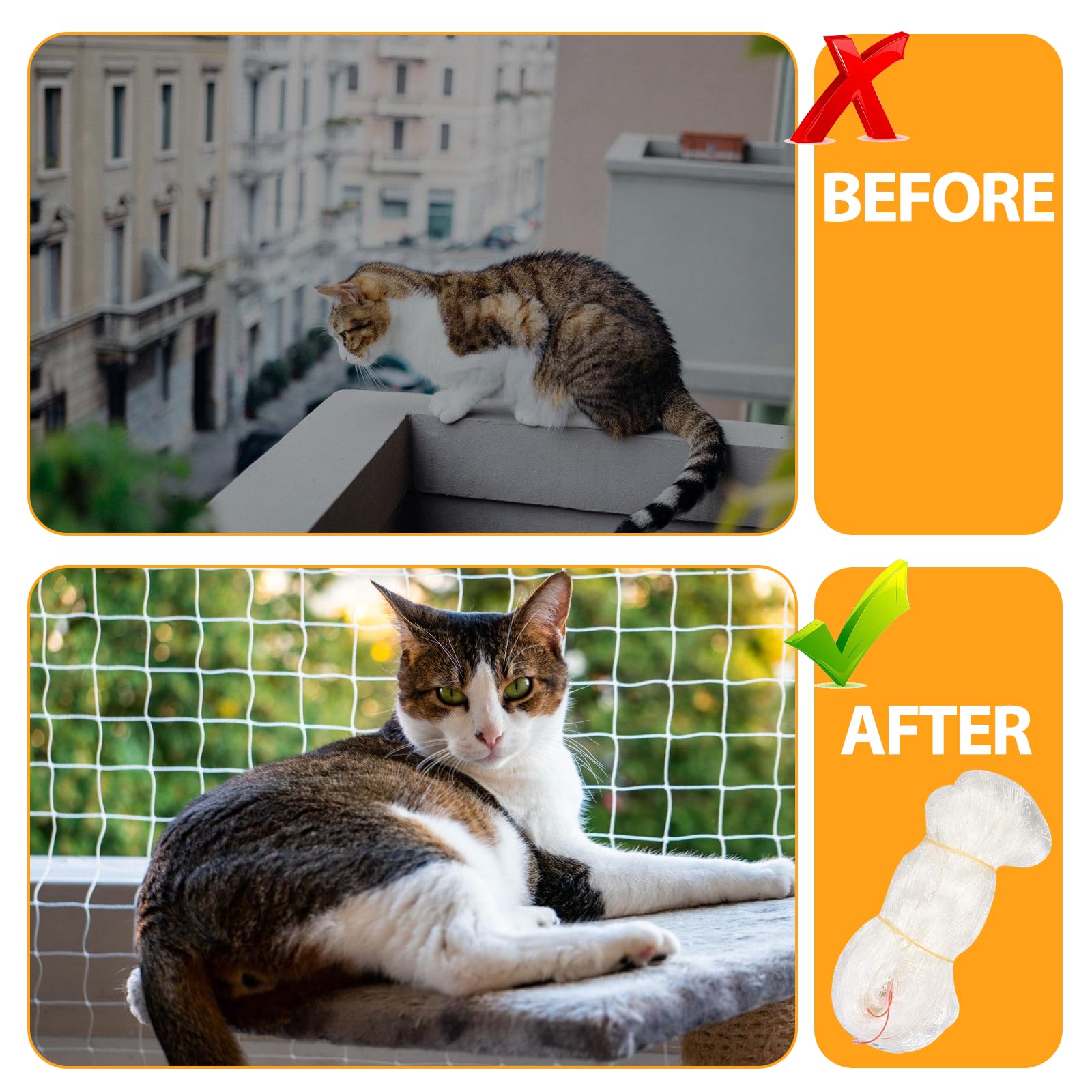 Rete Per Gatti Da Balcone 4x3m - Protezione Trasparente Senza Foratura Per Finestre E Balconi - Foto 9