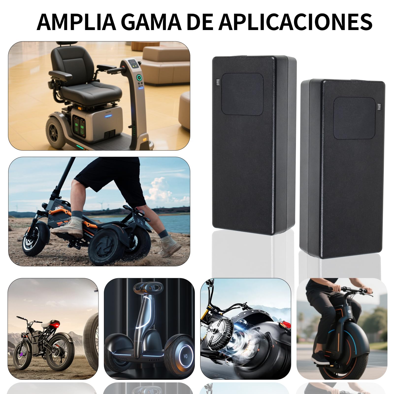Cargador rápido 42V Li-Ion 36V, Bicicleta eléctrica y Patinete eléctrico | Pantalla LED, múltiples protecciones, certificación CE y conectores RCA de 8 mm y DC de 5,5 x 2,1/2,5 mm.