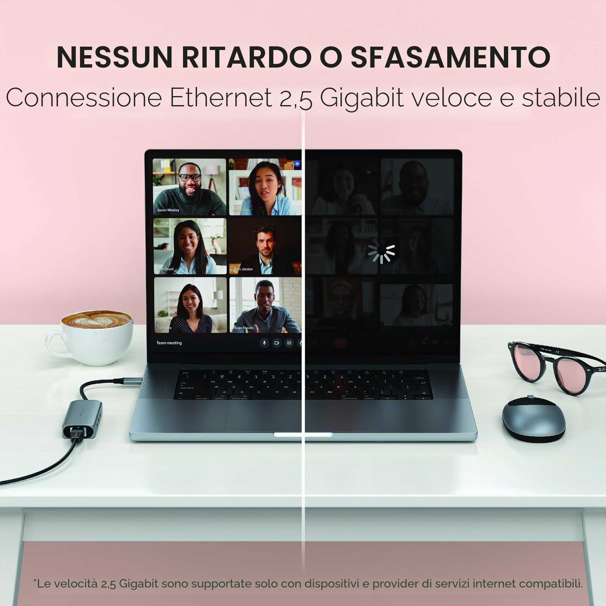 SATECHI 4 in 1 Hub USB-C con Ethernet 2.5Gbps | 3x Porte USB-C 3.2 a 10Gbps, rete ultra veloce, design compatto plug and play per MacBook, laptop Windows e altro