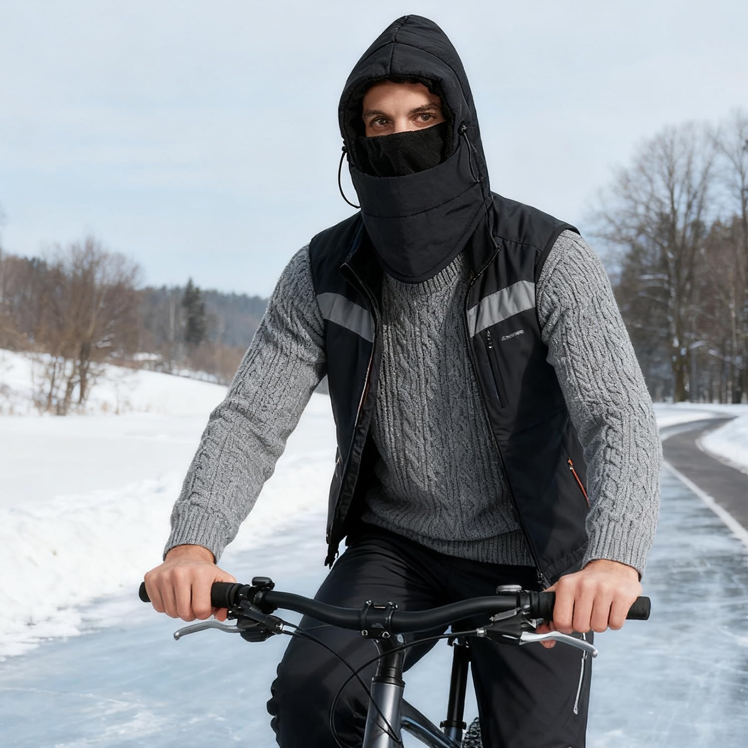 Peicees Thermal Winter Balaclava, Waterproof Ski Mask Fleece Lining Face Mask Hooded Scarf Hat Neck Gaiter for Men Women - Image 2