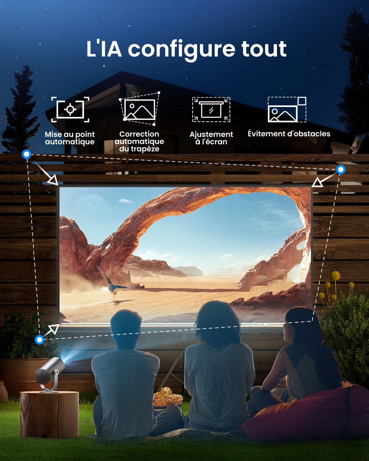 Vidéoprojecteur Portable avec Batterie Intégrée, Dangbei Freedo Mini Vidéoprojecteur 1080P, Google TV avec Licence Netflix, 450 lumens ISO, 2,5 Heures d'Autonomie pour Extérieur/Home Cinéma