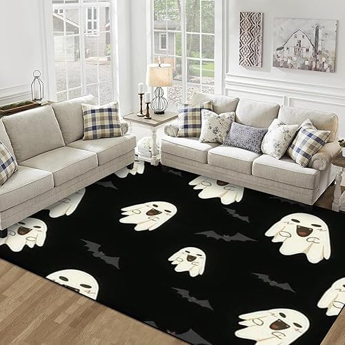 Miniatura 3 de Alfombra de área sin costuras, patrón Simbol minmal Halloween para fondo, lavable de 4 x 6 pies, alfombras para dormitorio, cocina, sala de estar,