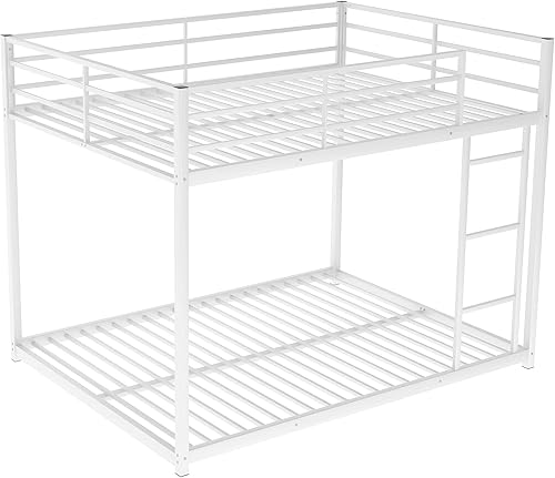 Miniatura 6 de CITYLIGHT Literas de metal de tamaño matrimonial sobre matrimonial, literas bajas para niños, adolescentes, adultos, diseño que ahorra espacio y